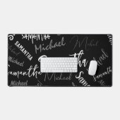 2つの名前カップルのパターンのモノグラム黒グレー白 デスクマット (キーボード&マウス)