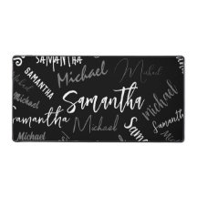 2つの名前カップルのパターンのモノグラム黒グレー白