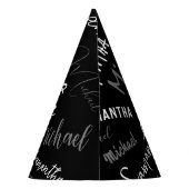 2つの名前カップルのパターンのモノグラム黒グレー白 パーティーハット (裏面)