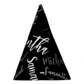 2つの名前カップルのパターンのモノグラム黒グレー白 パーティーハット (右)