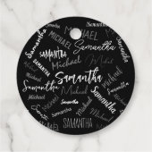 2つの名前カップルのパターンのモノグラム黒グレー白 フェイバータグ (裏面)