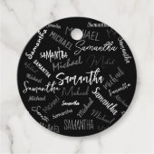 2つの名前カップルのパターンのモノグラム黒グレー白 フェイバータグ (正面)