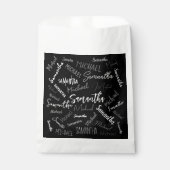 2つの名前カップルのパターンのモノグラム黒グレー白 フェイバーバッグ (正面)