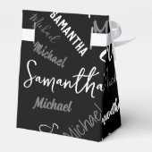 2つの名前カップルのパターンのモノグラム黒グレー白 フェイバーボックス (裏面サイド)