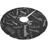 2つの名前カップルのパターンのモノグラム黒グレー白 ブラッシュドポリエステルツリースカート (アングル)