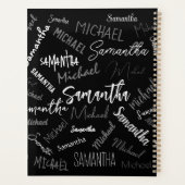 2つの名前カップルのパターンのモノグラム黒グレー白 プランナー手帳 (裏面)