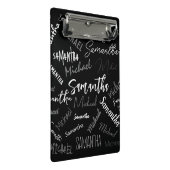 2つの名前カップルのパターンのモノグラム黒グレー白 ミニクリップボード (アングル)