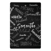 2つの名前カップルのパターンのモノグラム黒グレー白 ミニクリップボード (裏面)