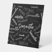 2つの名前カップルのパターンのモノグラム黒グレー白 台座サイン (正面)