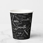 2つの名前カップルのパターンのモノグラム黒グレー白 紙コップ (正面)