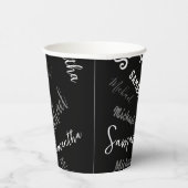 2つの名前カップルのパターンのモノグラム黒グレー白 紙コップ (右)