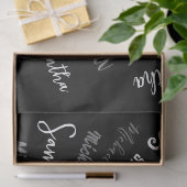 2つの名前カップルのパターンのモノグラム黒グレー白 薄葉紙 (ギフト)