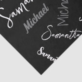 2つの名前カップルのパターンのモノグラム黒グレー白 薄葉紙 (詳細)