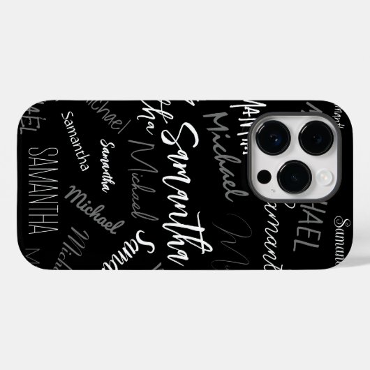 2つの名前カップルのパターンのモノグラム黒グレー白 Case-Mate iPhoneケース (裏面 (横))