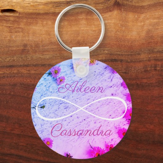 2つの名前シンプルインフィニティシンボルフレンズ花 キーホルダー (正面)