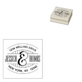 2つの名前ストライプ差出人住所楕円 ラバースタンプ (押印)