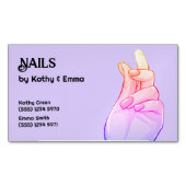 2つの名前マニキュア爪、 ネイル マグネット名刺 (正面)