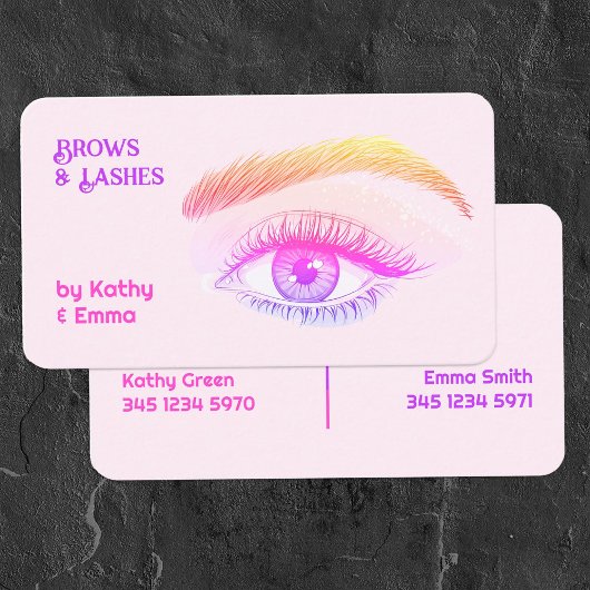 2つの名前Brows Lashes Tech 名刺