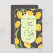 2つの唇とチューリップの結婚式の日付を保存 セーブザデート (正面/裏面)