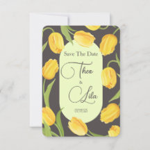 2つの唇とチューリップの結婚式の日付を保存