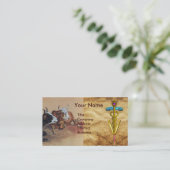 2つの嘘をついている牛の金ゴールドCADUCEUS獣医学のシンボル 名刺 (スタンド正面)