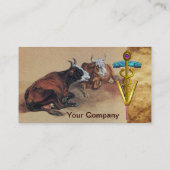 2つの嘘をついている牛の金ゴールドCADUCEUS獣医学のシンボル 名刺 (裏面)