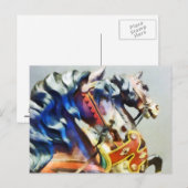 2つの回転木馬馬クローズアップ ポストカード (正面/裏面)