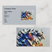 2つの回転木馬馬クローズアップ 名刺 (正面/裏面)