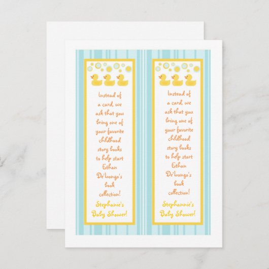 2つの図書記号のゴム製ダッキーの泡 インビテーションポストカード (正面/裏面)