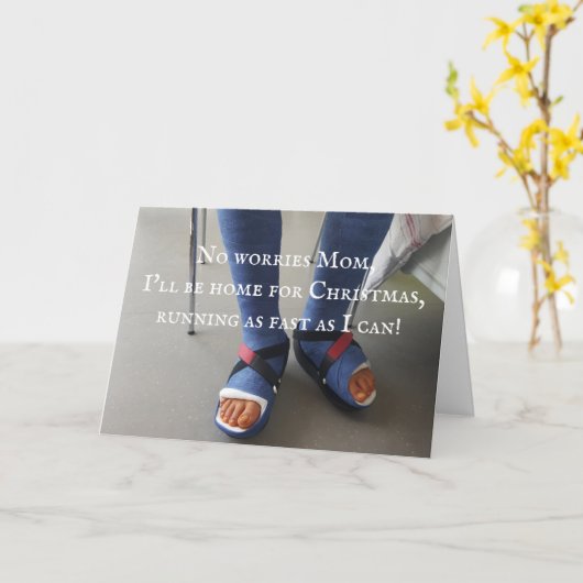 2つの壊れた脚の石膏キャストフォトカスタム文字 カード (黄色い花)