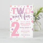 2つの多くのおもしろい誕生日招待状2nd誕生日ガール 招待状 (スタンド正面)