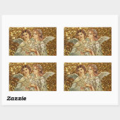 2つの天使がクリスマスキャロルのシールを歌う 長方形シール (シート)