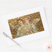 2つの天使がクリスマスキャロルのシールを歌う 長方形シール (封筒)