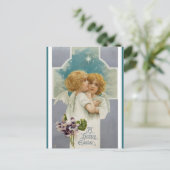 2つの天使とクロス・イースターの挨拶 ポストカード (スタンド正面)