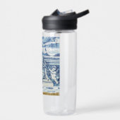 2つの天使と青いポルトガルのタイル ウォーターボトル (左面)