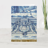 2つの天使と青いポルトガルのタイル ノートカード (正面)