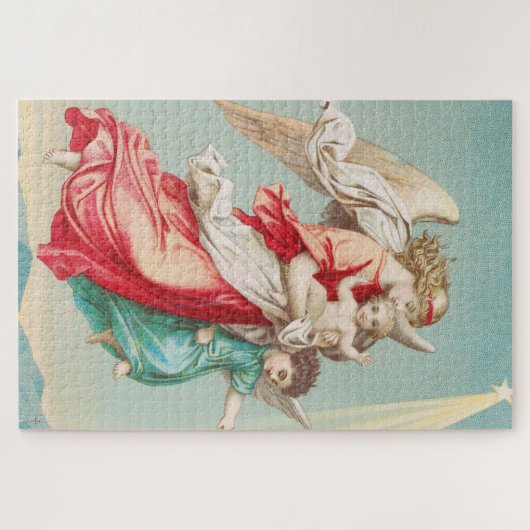 2つの天使の衣服小さな子供 ジグソーパズル (横)