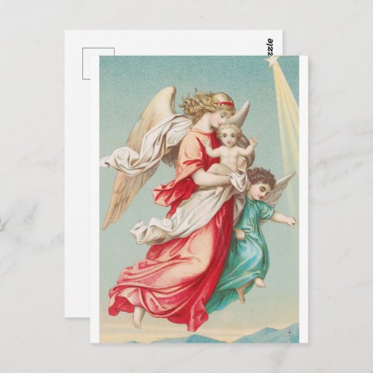 2つの天使の衣服小さな子供 ポストカード (正面/裏面)