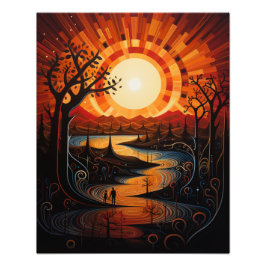 2つの太陽が日没に フォトプリント           