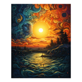 2つの太陽が日没に フォトプリント           