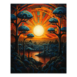 2つの太陽が日没に フォトプリント           