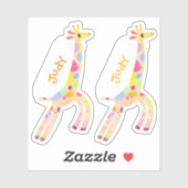 2つの奇妙なカラフルなキリンの名前ラベルのセット シール (シート)