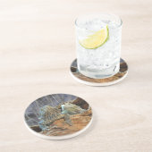 2つの奇妙なトカゲを持つ砂岩コースター コースター (側面)