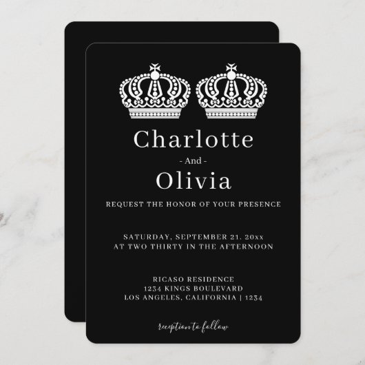 2つの女王がペアクラウンをテーマにしたゲイ結婚 (正面/裏面)