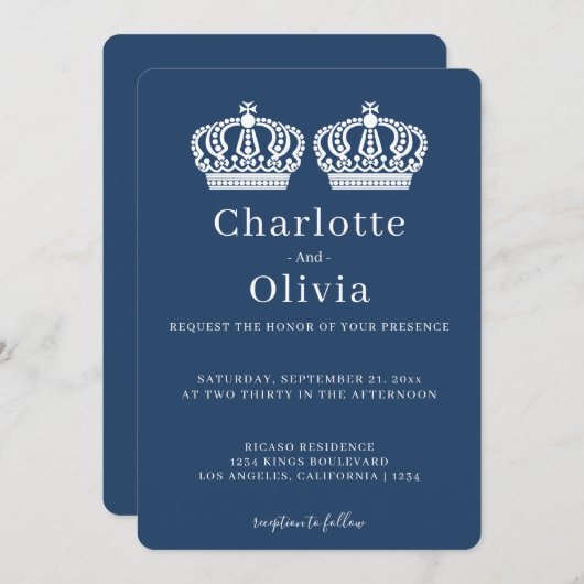 2つの女王がペアクラウンをテーマにしたゲイ結婚 (正面/裏面)