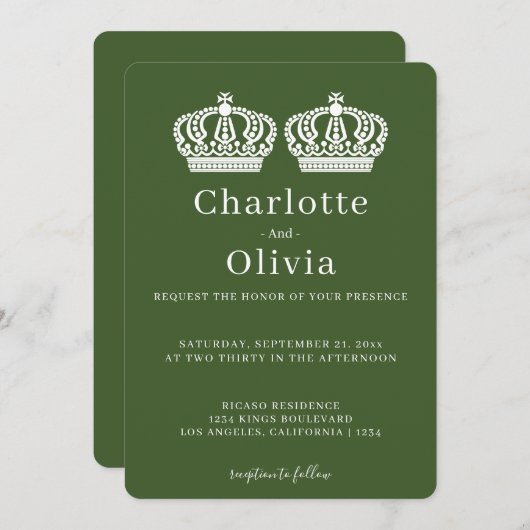 2つの女王がペアクラウンをテーマにしたゲイ結婚 (正面/裏面)