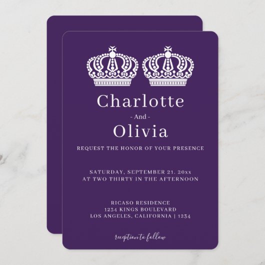 2つの女王がペアクラウンをテーマにしたゲイ結婚 (正面/裏面)