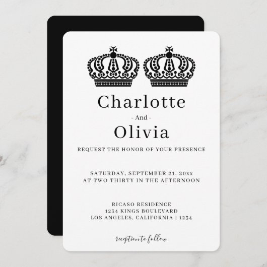 2つの女王がペアクラウンをテーマにしたゲイ結婚 (正面/裏面)