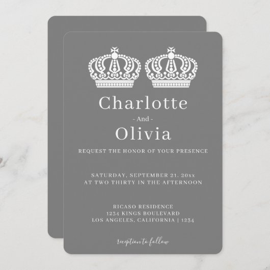 2つの女王がペアクラウンをテーマにしたゲイ結婚 (正面/裏面)