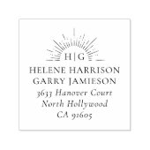 2つの姓シックサンイニシャルカップルアドレス セルフインキングスタンプ (デザイン)